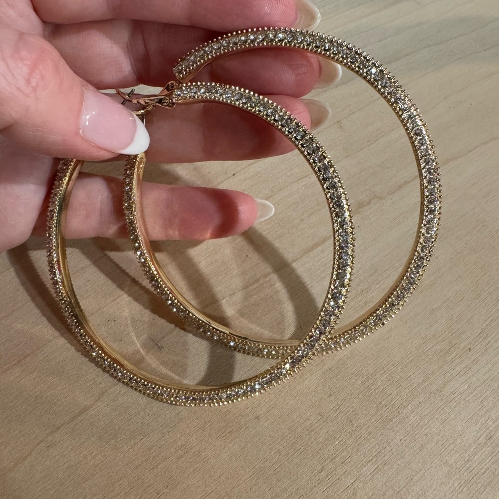 Glamorous Gold Hoop Earrings with Sparkling Embellishments by House of WM